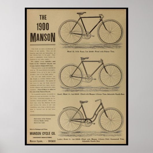 1899 fietsenmagazijn en kunstwerk Poster (Voorkant)