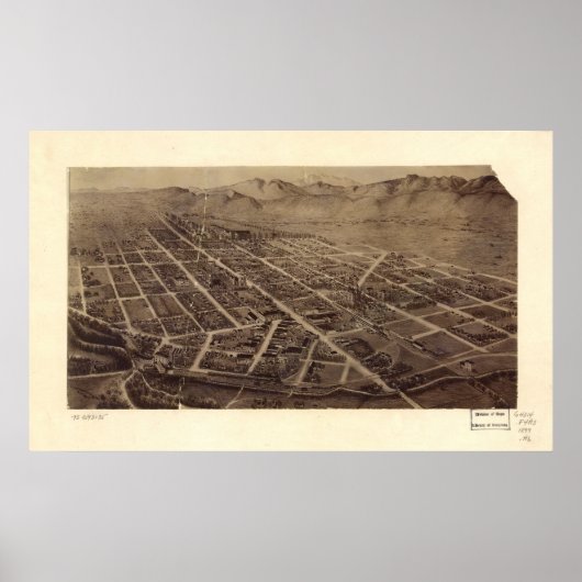 1899 Fort Collins, CO Birds Eye Uitzicht Panoramic Poster (Voorkant)