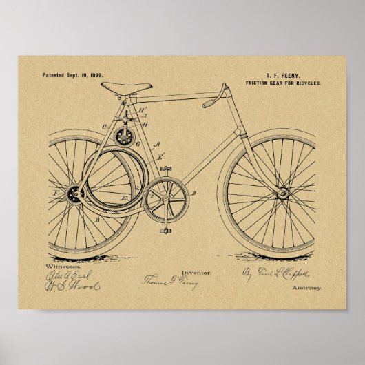 1899 - Kunsttekenafdrukken voor fietspatroon Poster (Voorkant)