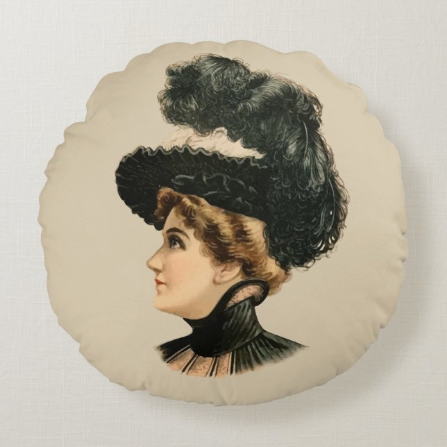 1899 Pet voor dames #16 (Victoriaans tijdperk) Rond Kussen (Voorkant)