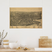 1899 Plattsburgh, NY Birds Eye Uitzicht Panoramic  Poster (Keuken)