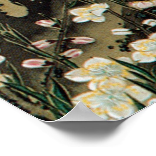 18.桃 小 図, 若 Peach Blossom & Small Birds, Jakuchüu Poster (Hoek)