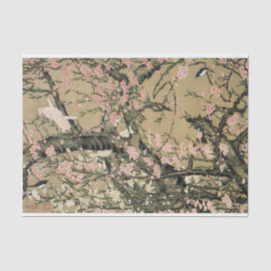 18.桃 小 図, 若 Peach Blossom & Small Birds, Jakuchüu Tissuepapier