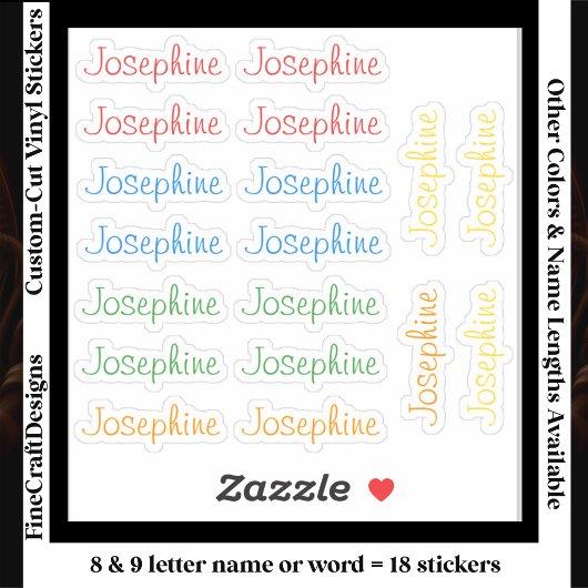 18 Aangepaste moderne 8/9 letters naam woord helde Sticker