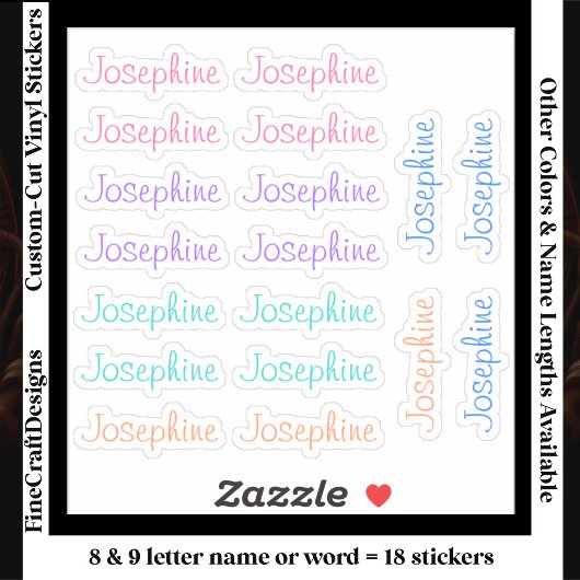18 Aangepaste Moderne 8/9 Letters Naam Woord Trend Sticker