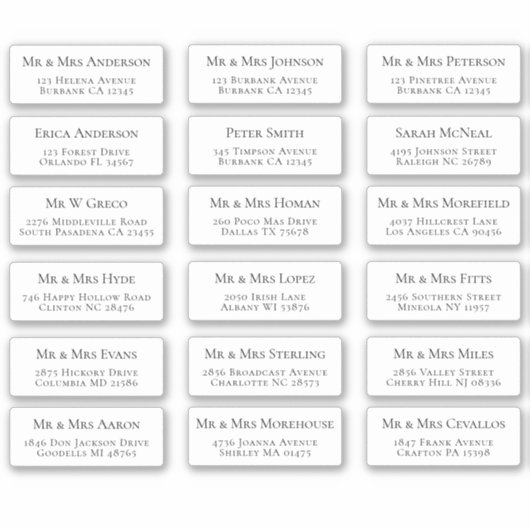 18 Adresetiketten met individuele naam Sticker (Voorkant)