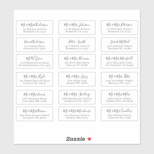 18 Adresetiketten voor individuele Script Name Sticker (Vel)