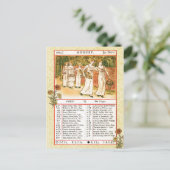 18 augustus 1884 Almanac. Virgo, de maagd Briefkaart (Staand voorkant)