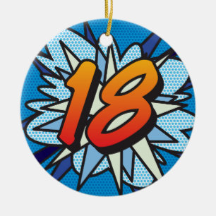 18 Birthday Photo Fun Retro Comic Book Keramisch Ornament