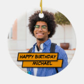 18 Birthday Photo Fun Retro Comic Book Keramisch Ornament (Achterkant)