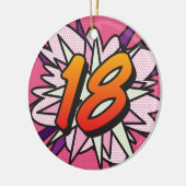 18 Birthday Photo Fun Retro Comic Book Pink Keramisch Ornament (Links)