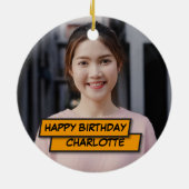 18 Birthday Photo Fun Retro Comic Book Pink Keramisch Ornament (Achterkant)