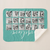 18 de Collage van de Foto - KAN blauwgroen wit man Sherpa Deken (Voorkant (horizontaal))