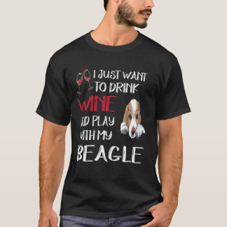 18 Drink Wijn En Speel Met Mijn Beagle T-shirt