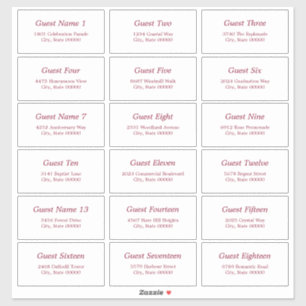 18 etiketten voor gastadressen Witte Bourgondië st Sticker