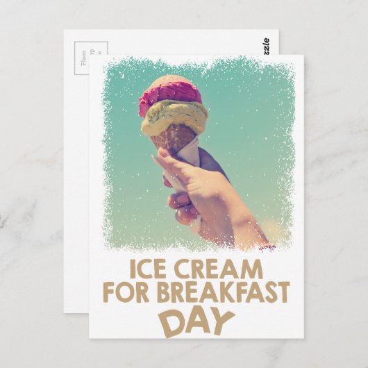 18 februari - Eat Ice Cream for Breakfast Day Briefkaart (Voorkant / Achterkant)