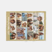 18 Foto Collage - Aangepaste tekst - Goud en Wit Fleece Deken (Voorkant (Horizontaal))