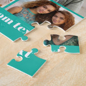 18 Foto Collage - Aangepaste Tekst - Turquoise en  Legpuzzel (Zijkant)