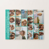18 Foto Collage - Aangepaste Tekst - Turquoise en  Legpuzzel (Horizontaal)