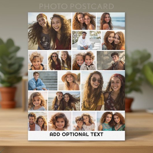 18 Foto Collage - Aangepaste Tekst - Zwart en Wit Briefkaart