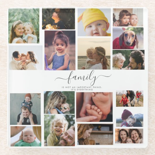 18 Foto Collage Cute Family Love Memory Glazen Onderzetter (Voorkant)
