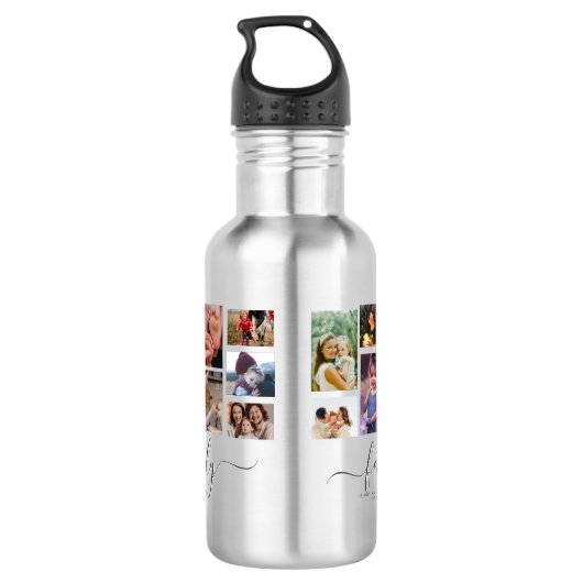 18 Foto Collage Cute Family Love Memory Waterfles (Achterkant)