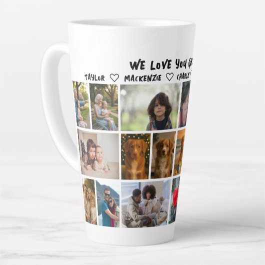 18 foto collage en gepersonaliseerde tekst foto ca latte mok (Linkerhoek)