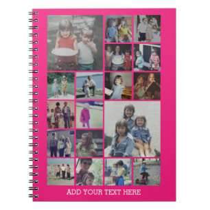18 Foto Collage en Tekst - Kan worden bewerkt Roze Notitieboek