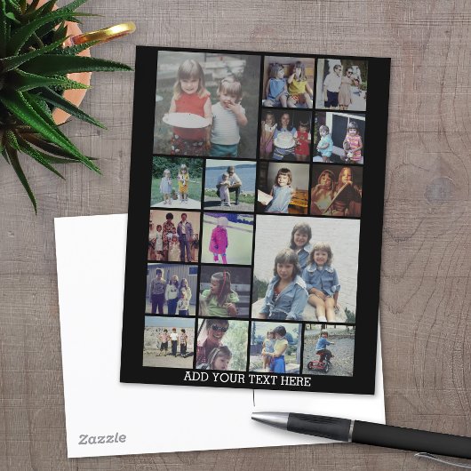 18 Foto collage en tekst - Kan zwart bewerken Briefkaart