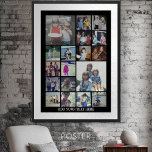 18 Foto collage en tekst - Kan zwart bewerken Poster<br><div class="desc">Een ontwerp met een zwarte basisachtergrond. Gebruik maximaal 18 vierkante foto's om een uniek en persoonlijk cadeau te creëer. Als u de afbeeldingen moet aanpassen,  klik op het aanpassingshulpmiddel om veranderingen aan te brengen.</div>