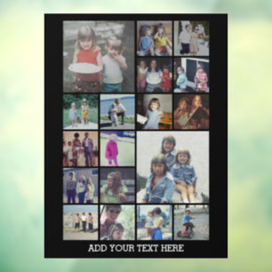 18 Foto collage en tekst - Kan zwart bewerken Raamsticker