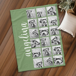 18 Foto Collage - KAN achtergrondkleur bewerken Fleece Deken