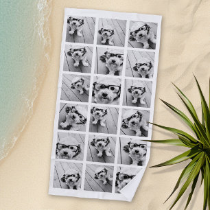 18 Foto Collage - Kan achtergrondkleur bewerken Strandlaken