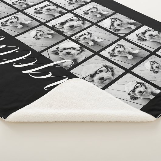 18 Foto Collage - KAN zwart wit script BEWERKEN Sherpa Deken (3/4)
