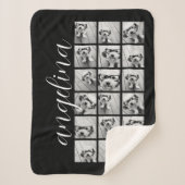 18 Foto Collage - KAN zwart wit script BEWERKEN Sherpa Deken (Voorkant)