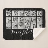 18 Foto Collage - KAN zwart wit script BEWERKEN Sherpa Deken (Voorkant (horizontaal))