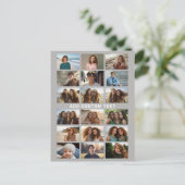 18 foto collage maker - met 1 regel tekst briefkaart (Staand voorkant)