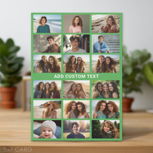 18 foto collage maker - met 1 regel tekst Groen Feestdagenkaart