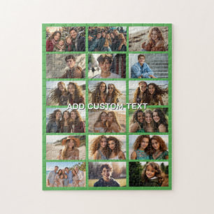 18 foto collage maker - met 1 regel tekst Groen Legpuzzel