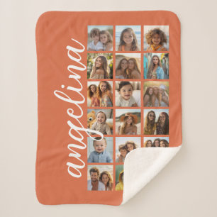 18 Foto collage met grote script - Terra Cotta Sherpa Deken