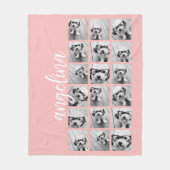 18 Foto Collage Script Tekst Pastel Perzik Fleece Deken (Voorkant)