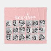18 Foto Collage Script Tekst Pastel Perzik Fleece Deken (Voorkant (Horizontaal))