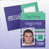 18 foto voor hem paarse groene verjaardag kaart