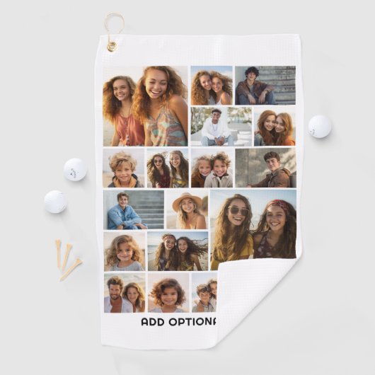 18 Fotocollage - Aangepaste tekst - Zwart en wit Golfhanddoek (Insitu)