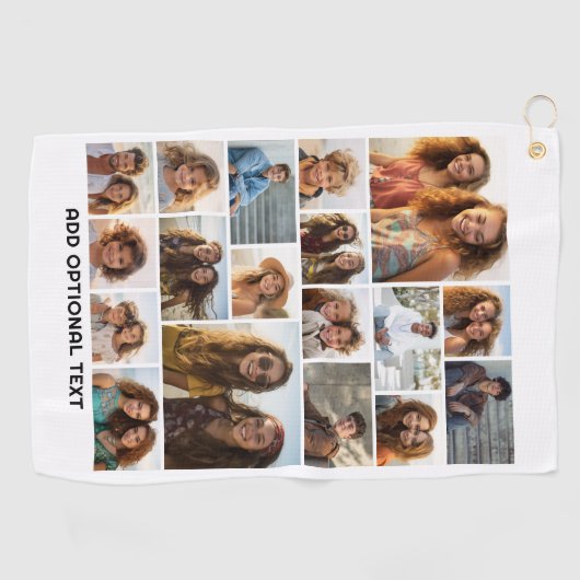 18 Fotocollage - Aangepaste tekst - Zwart en wit Golfhanddoek (Horizontaal)