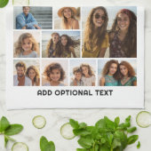 18 Fotocollage - Aangepaste tekst - Zwart en wit Theedoek (Gevouwen)