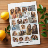 18 Fotocollage - Aangepaste tekst - Zwart en wit Theedoek