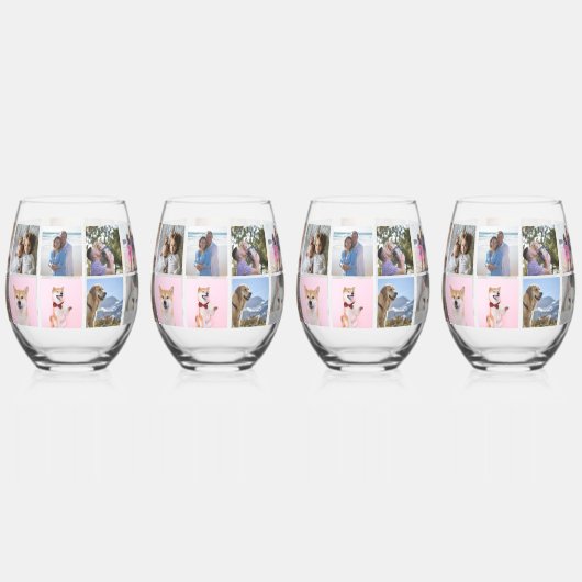 18 Fotocollage gepersonaliseerd Wijnglas Zonder Voet (Achterkant)