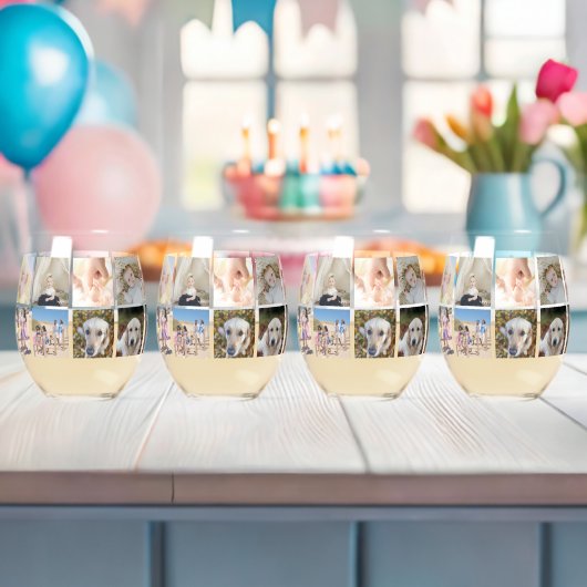 18 Fotocollage gepersonaliseerd Wijnglas Zonder Voet (Insitu (Baby Shower))