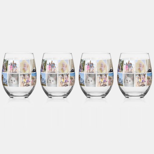 18 Fotocollage gepersonaliseerd Wijnglas Zonder Voet (Rechts)